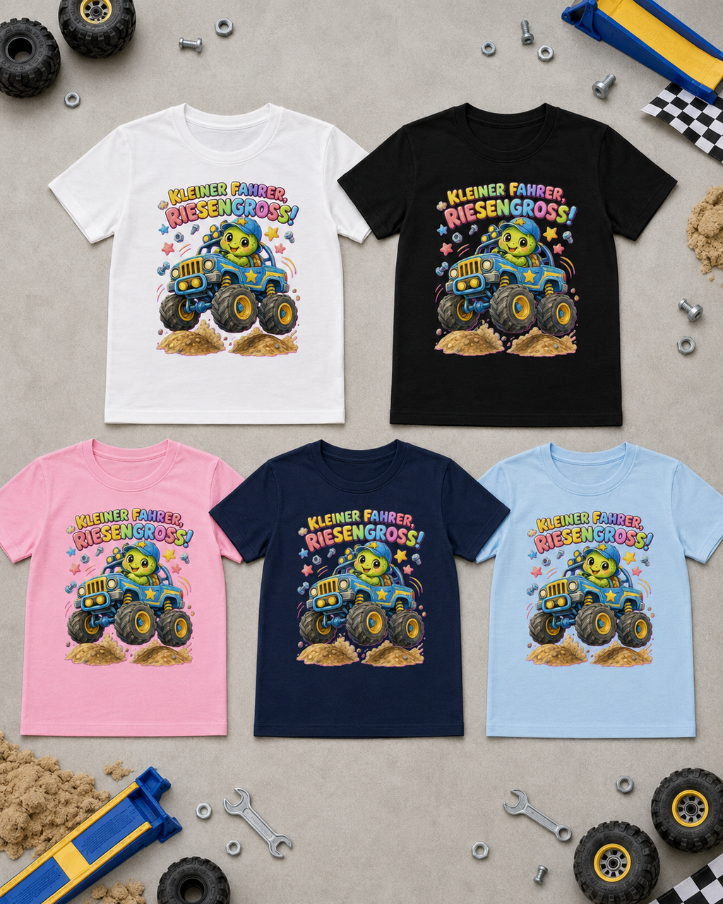 Kinder-T-Shirt mit Monstertruck-Schildkröte