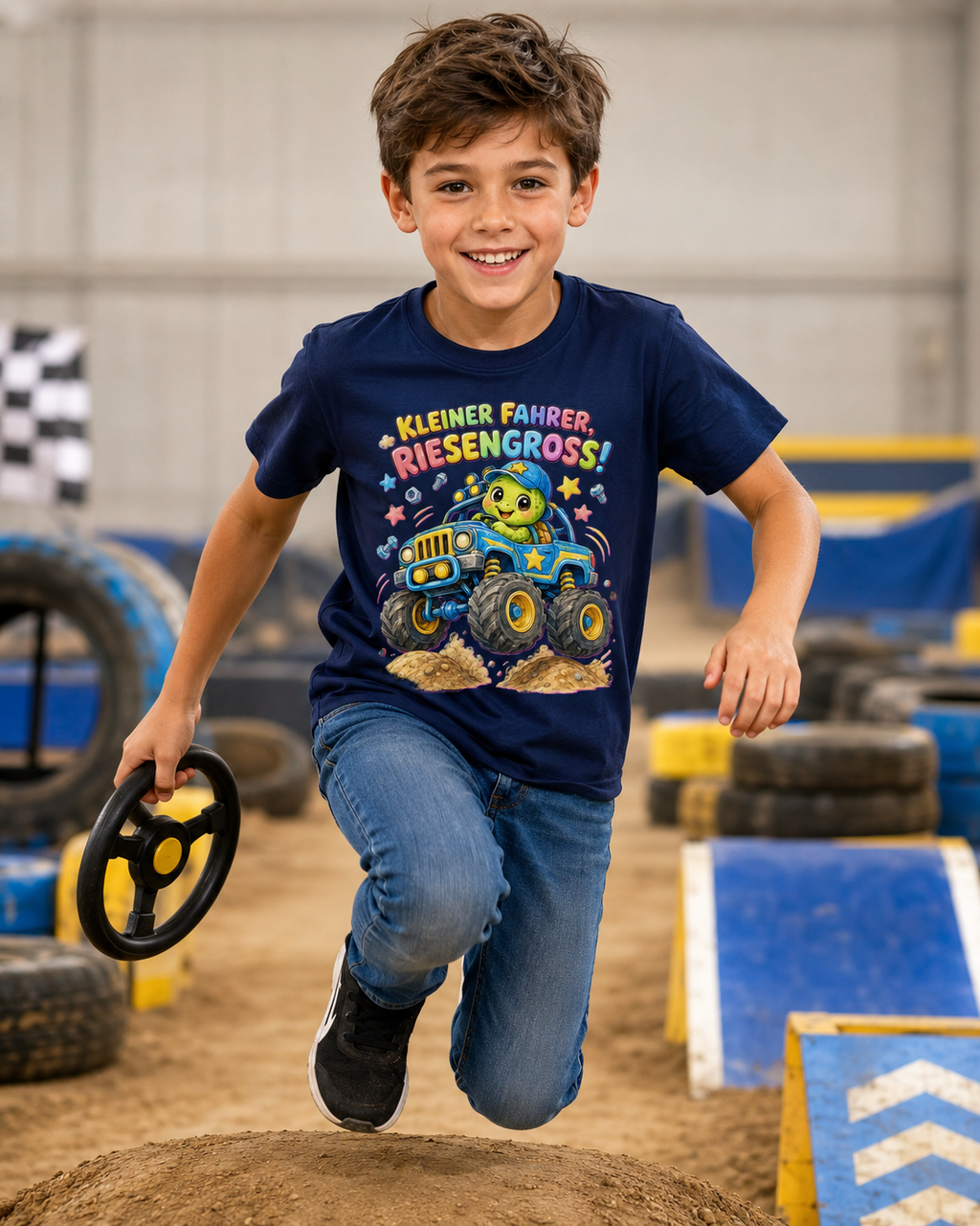 Kinder-T-Shirt mit Monstertruck-Schildkröte
