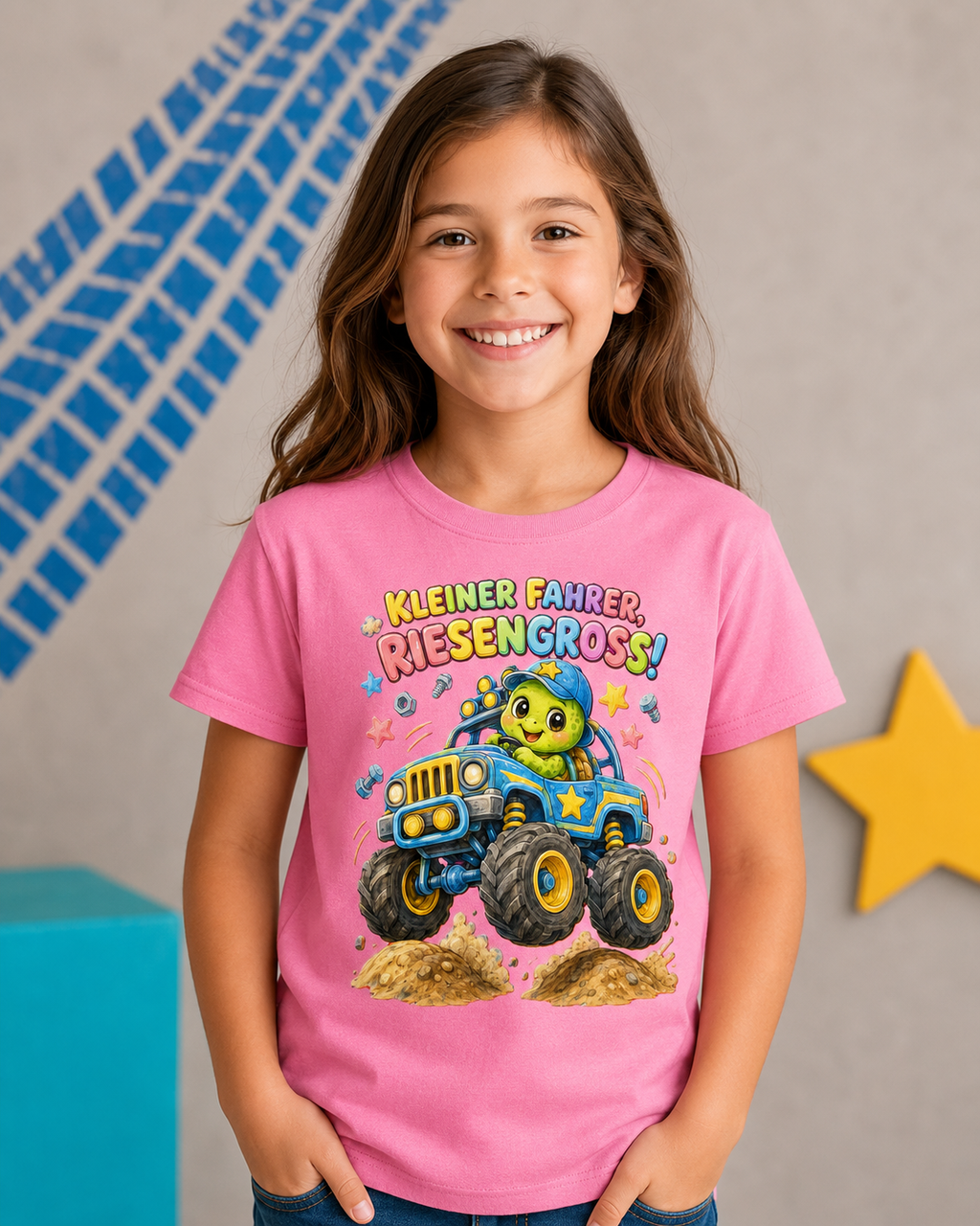 Kinder-T-Shirt mit Monstertruck-Schildkröte