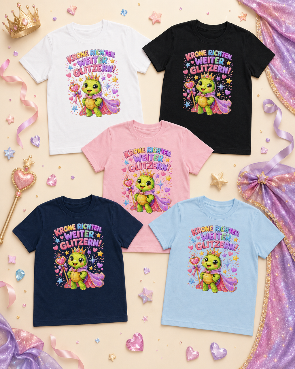 Mädchen-T-Shirt mit Prinzessinnen-Schildkröte