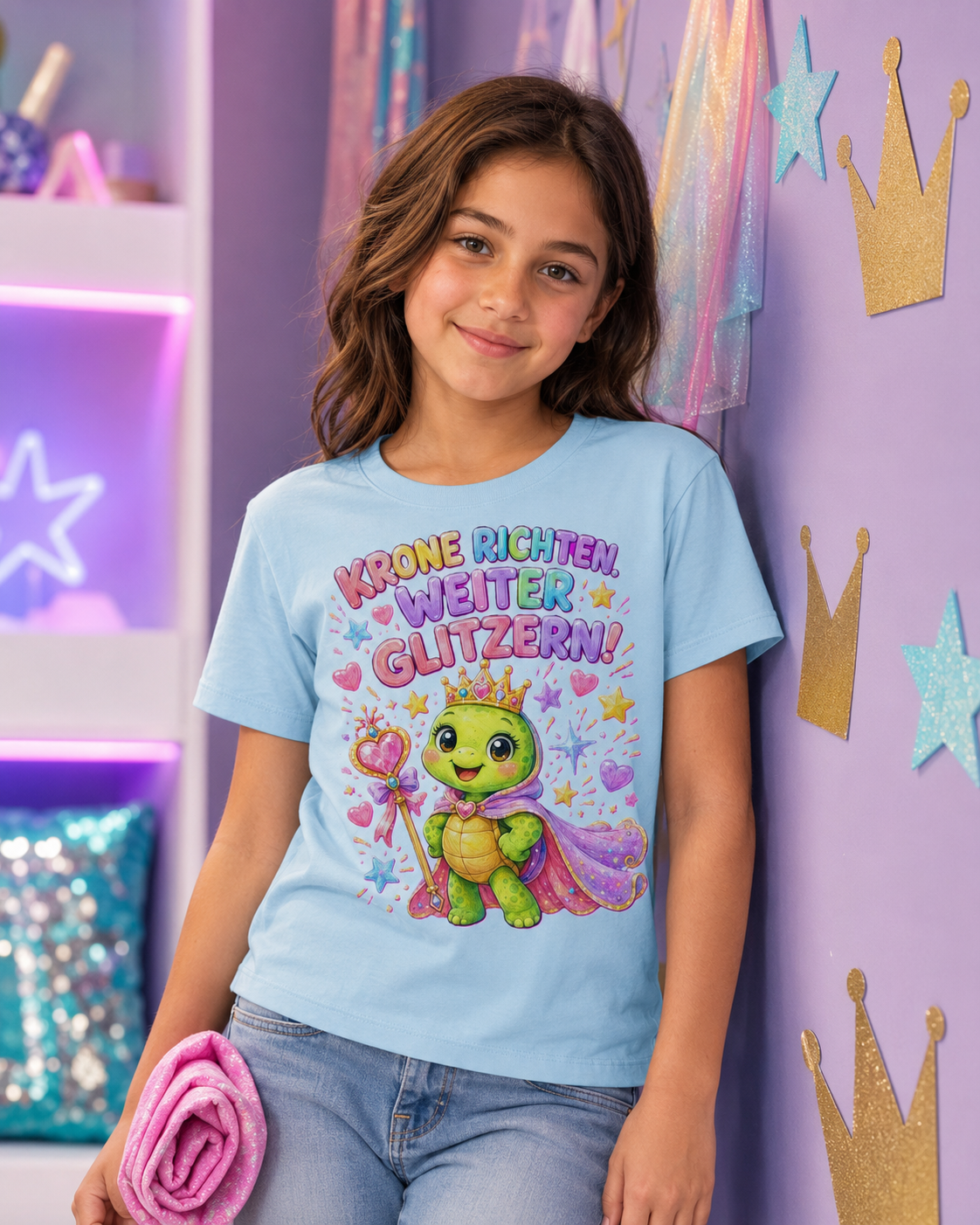 Mädchen-T-Shirt mit Prinzessinnen-Schildkröte