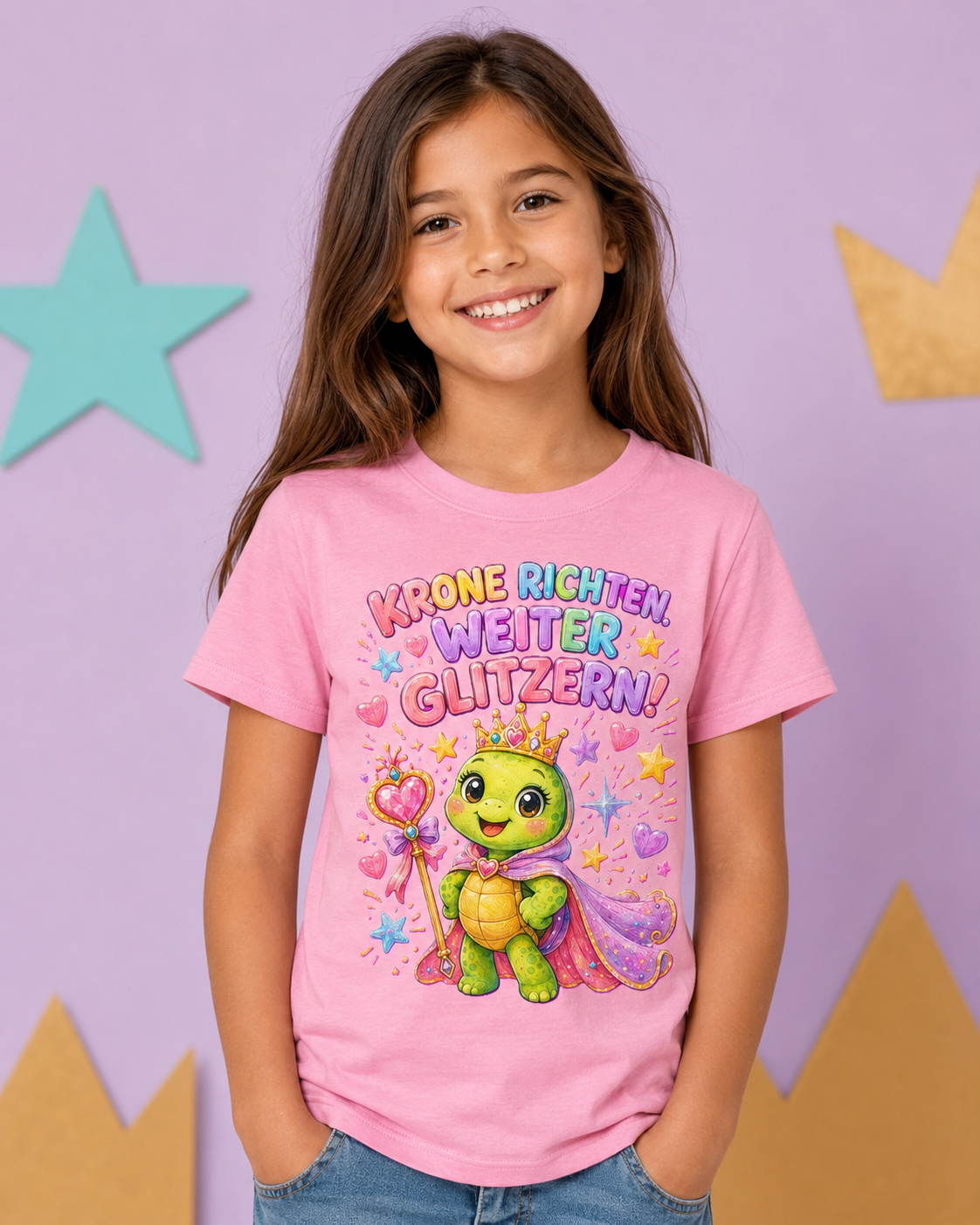 Mädchen-T-Shirt mit Prinzessinnen-Schildkröte