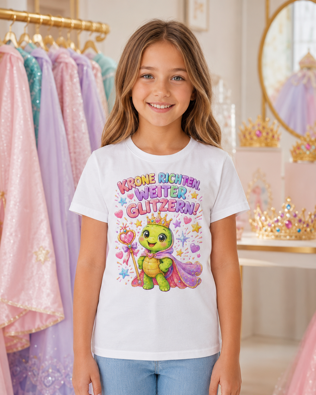 Mädchen-T-Shirt mit Prinzessinnen-Schildkröte