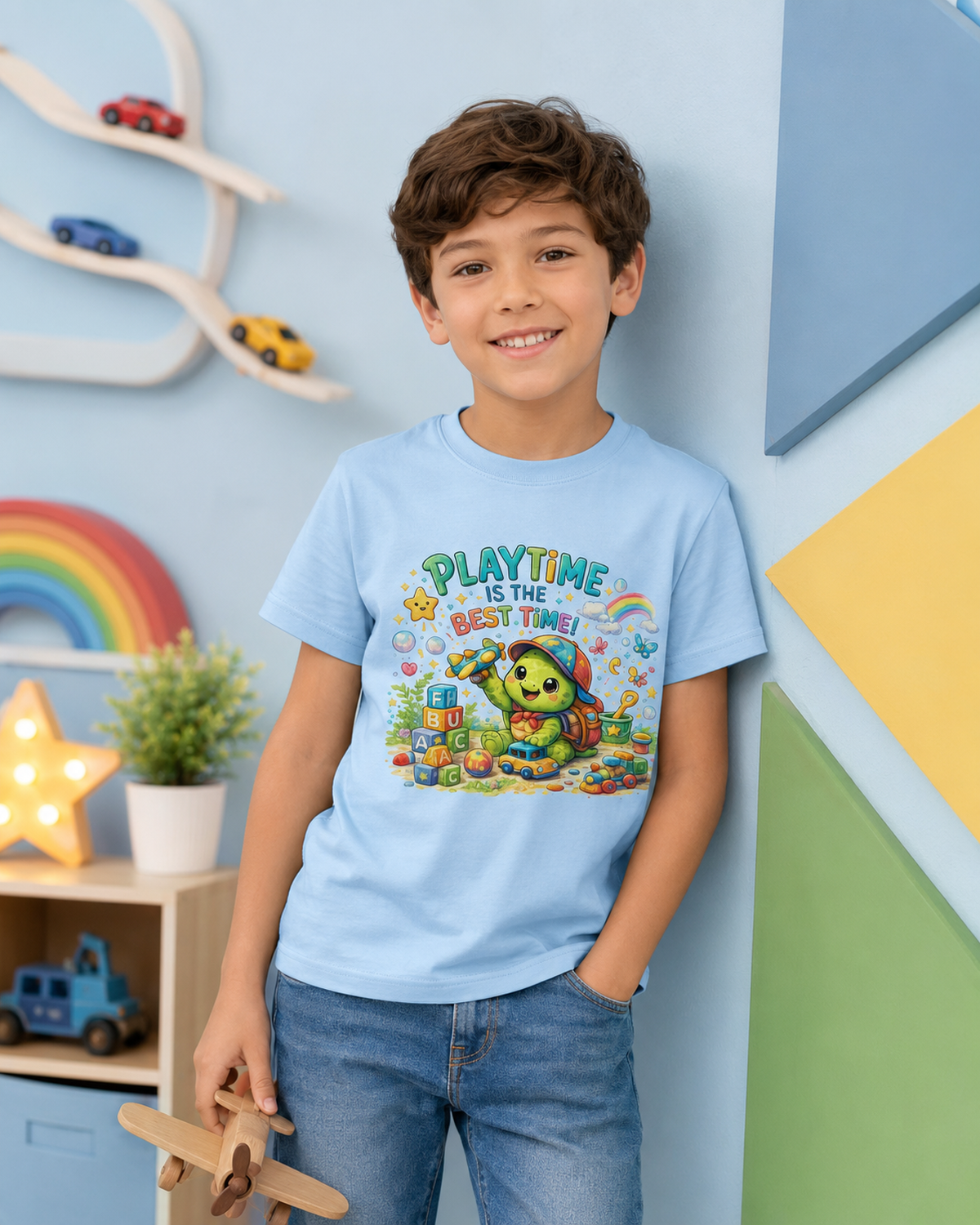 Kinder-T-Shirt mit spielender Schildkröte