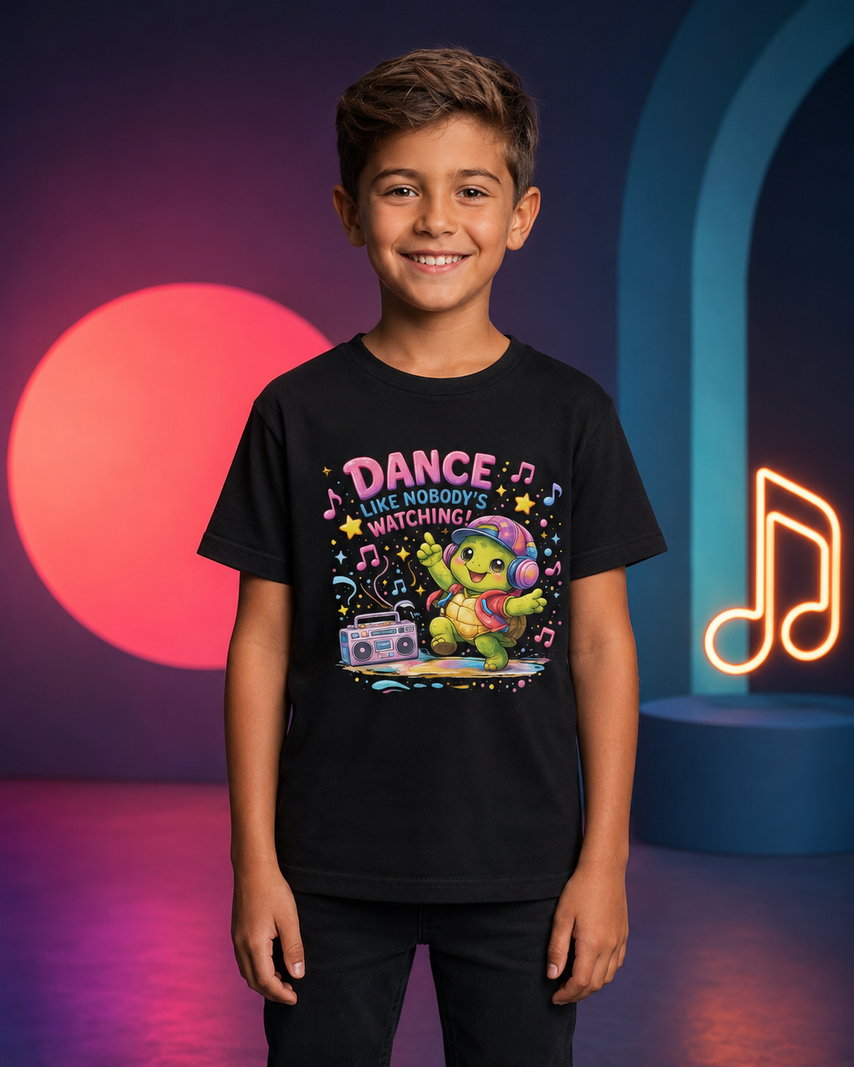 Kinder-T-Shirt mit tanzender Schildkröte