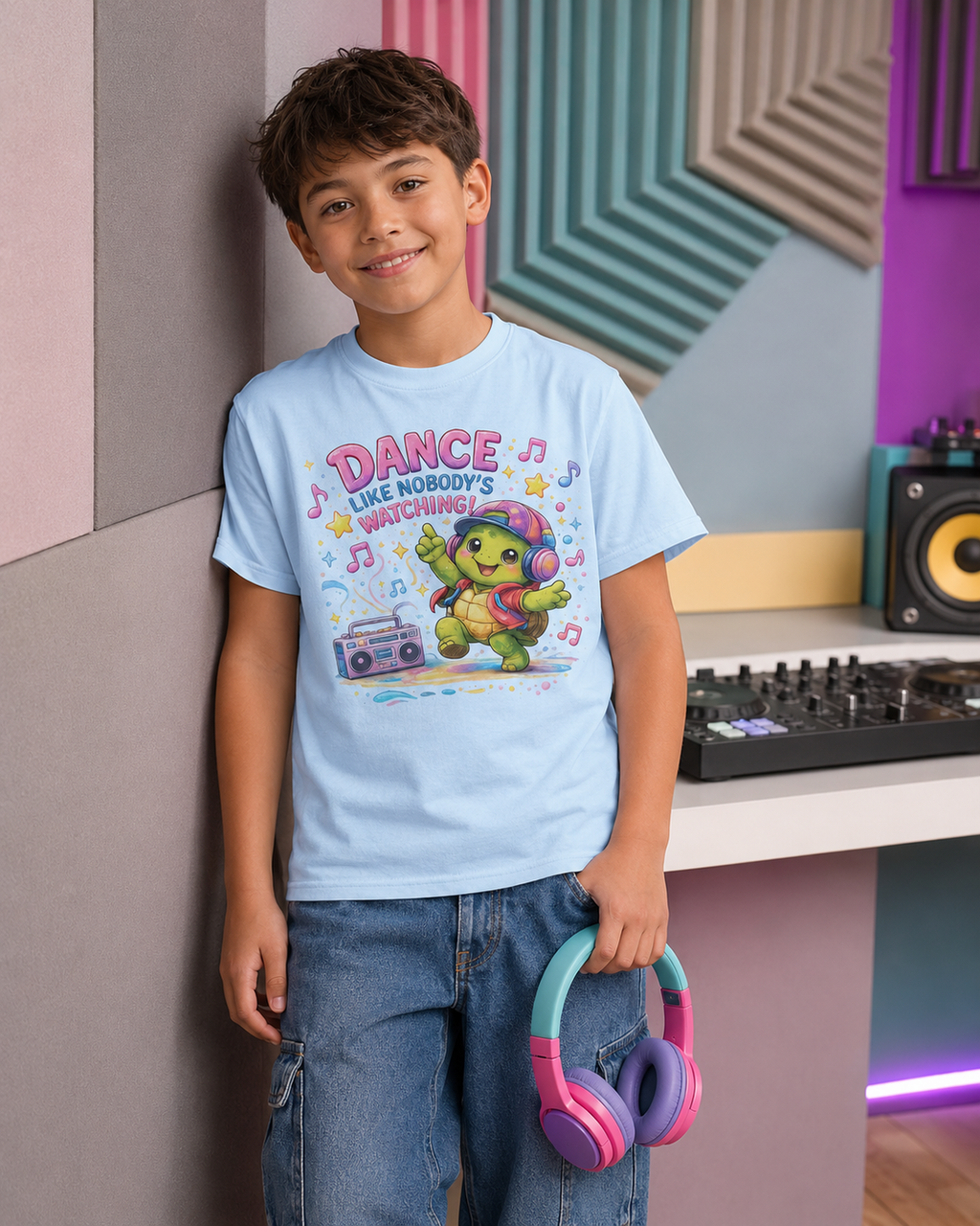 Kinder-T-Shirt mit tanzender Schildkröte