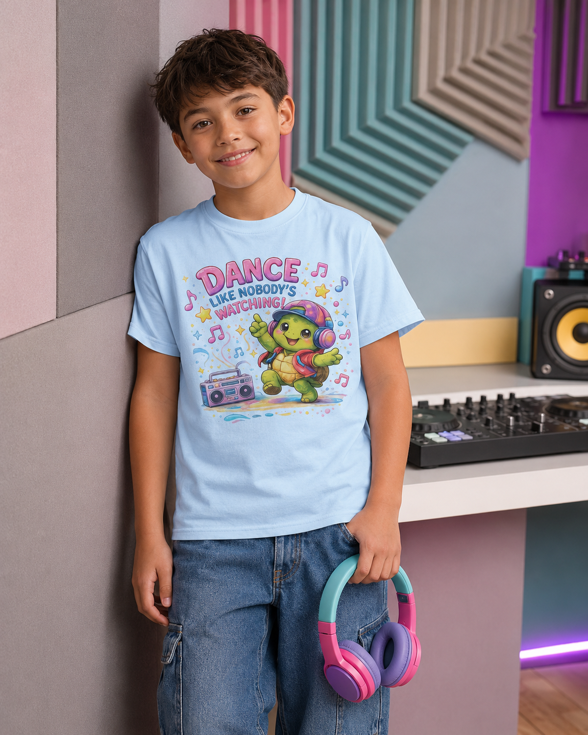 Kinder-T-Shirt mit tanzender Schildkröte