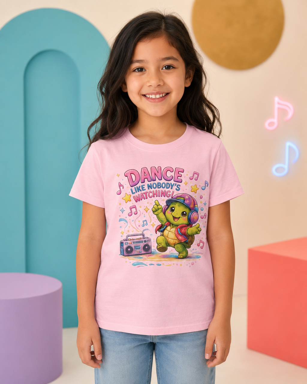 Kinder-T-Shirt mit tanzender Schildkröte