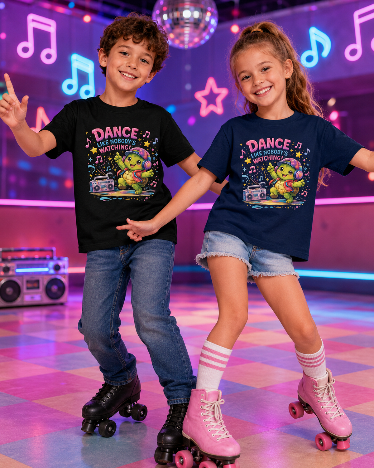 Kinder-T-Shirt mit tanzender Schildkröte