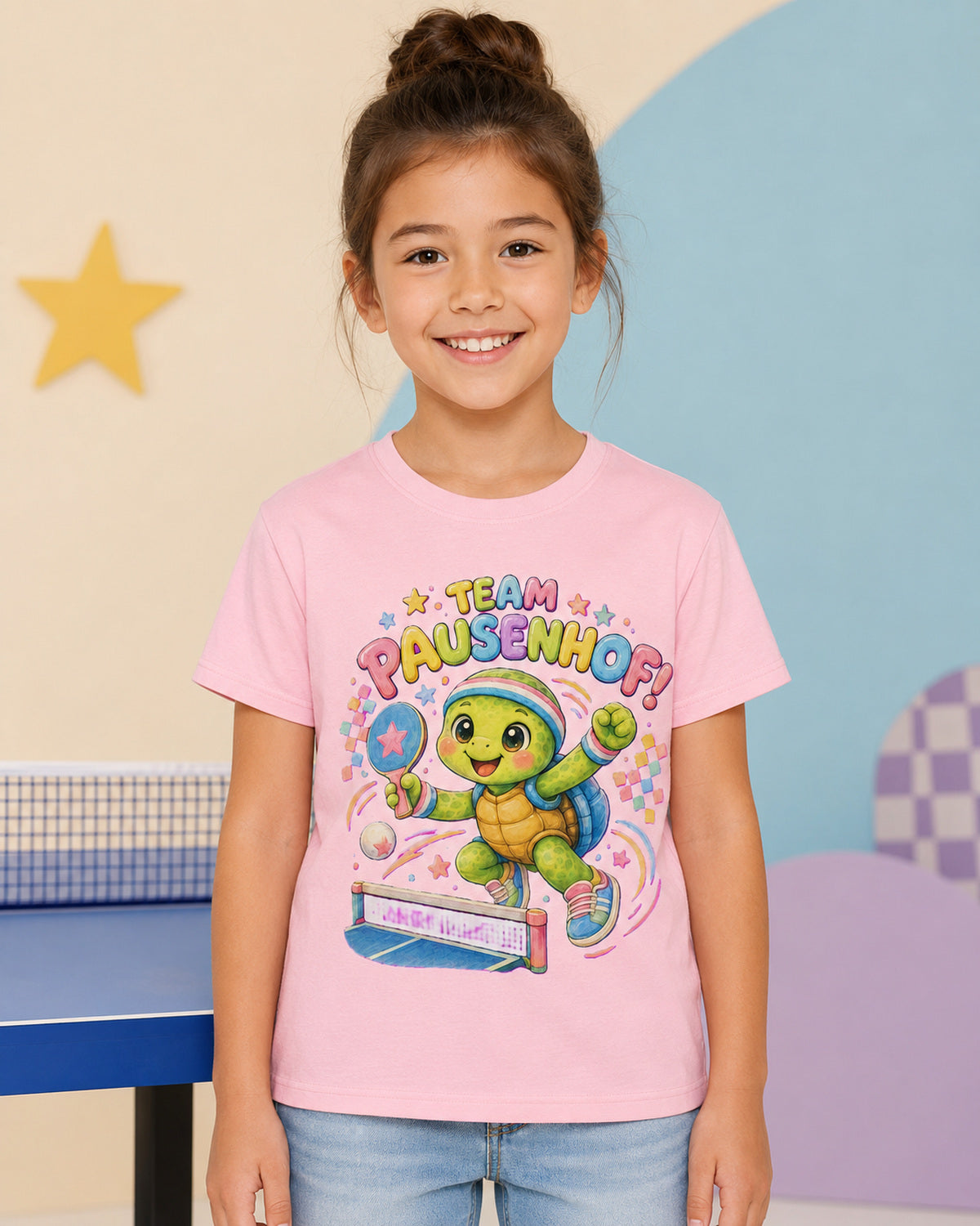 Kinder-T-Shirt mit Tischtennis-Schildkröte