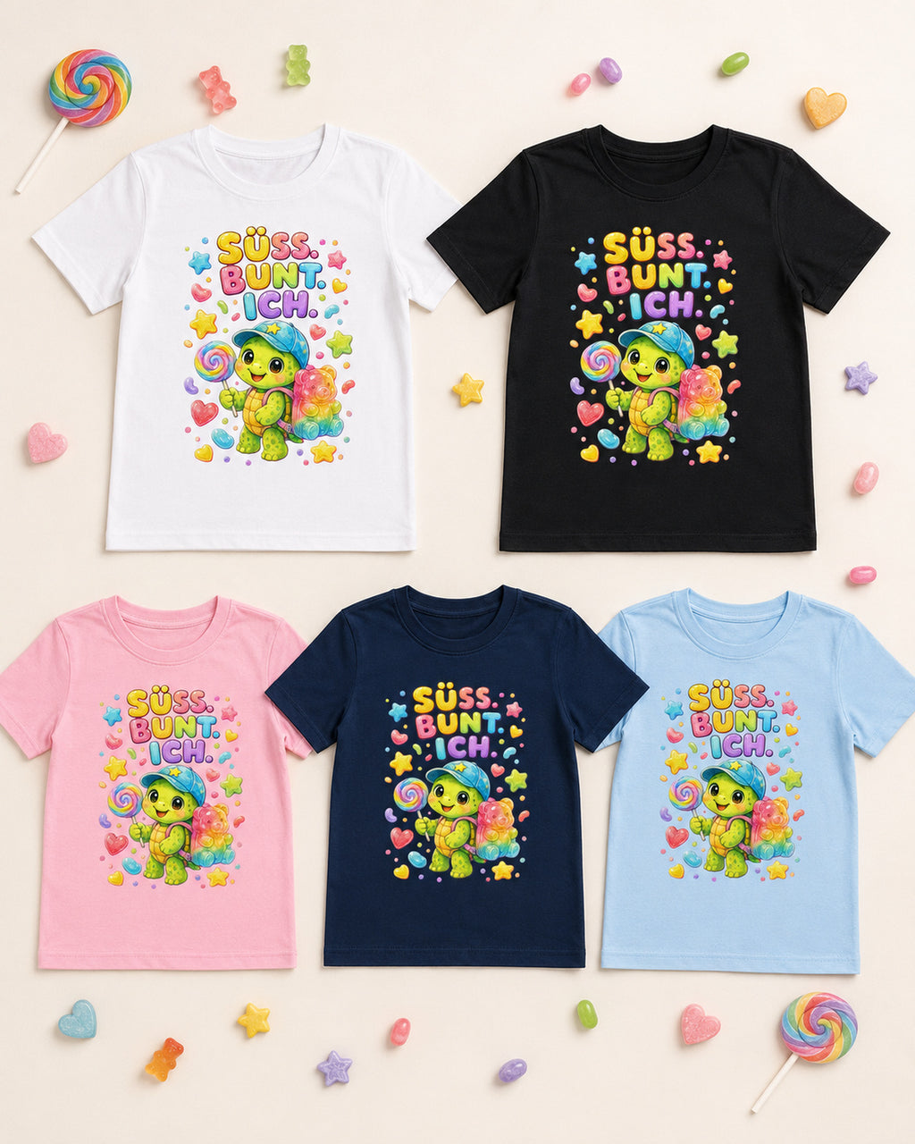 Kinder-T-Shirt mit Schildkröte und Lutscher