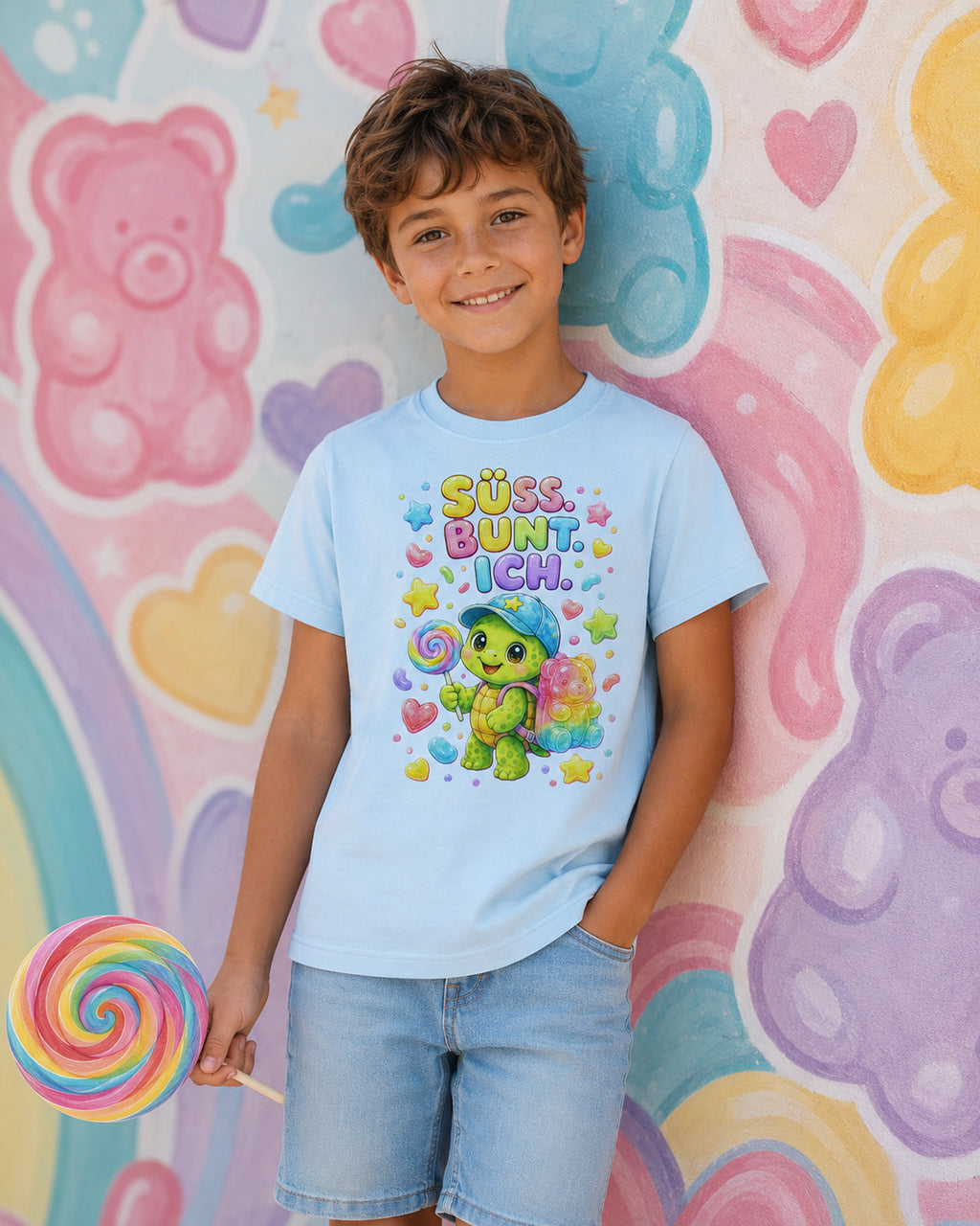 Kinder-T-Shirt mit Schildkröte und Lutscher