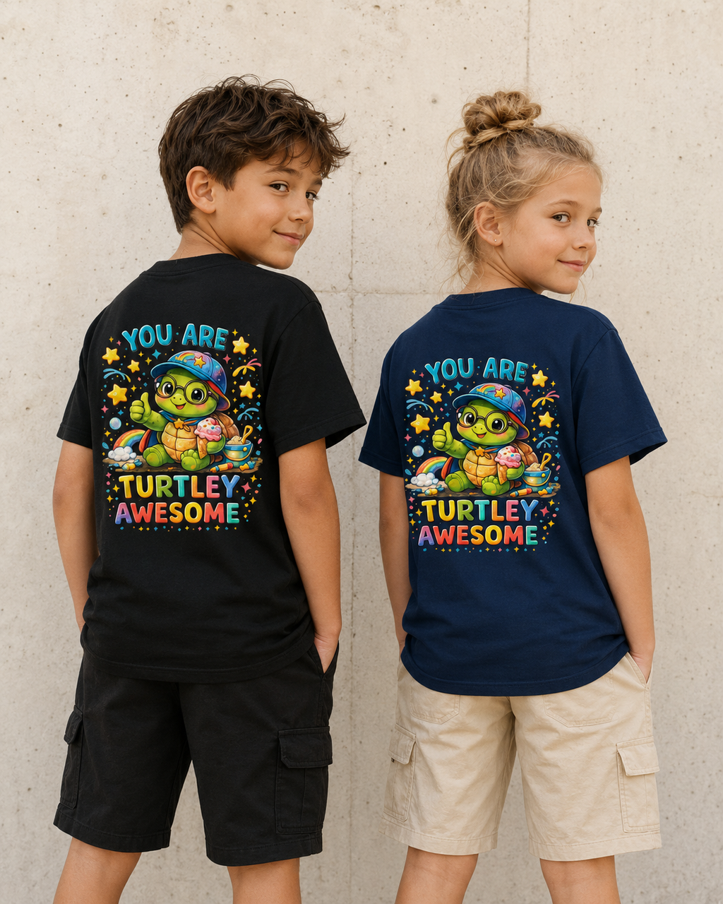 Kinder T-Shirt mit Backprint | You Are Turtley Awesome