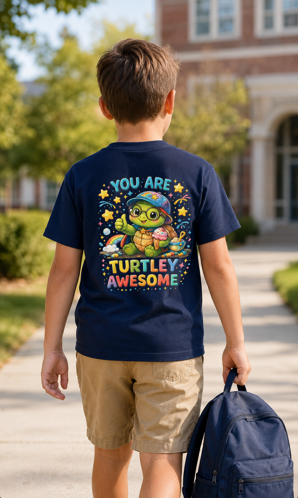 Kinder T-Shirt mit Backprint | You Are Turtley Awesome