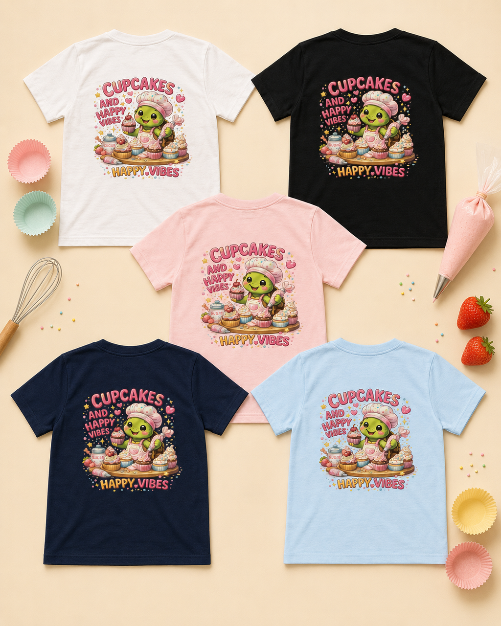 Kinder T-Shirt mit Backprint | Cupcakes and Happy Vibes