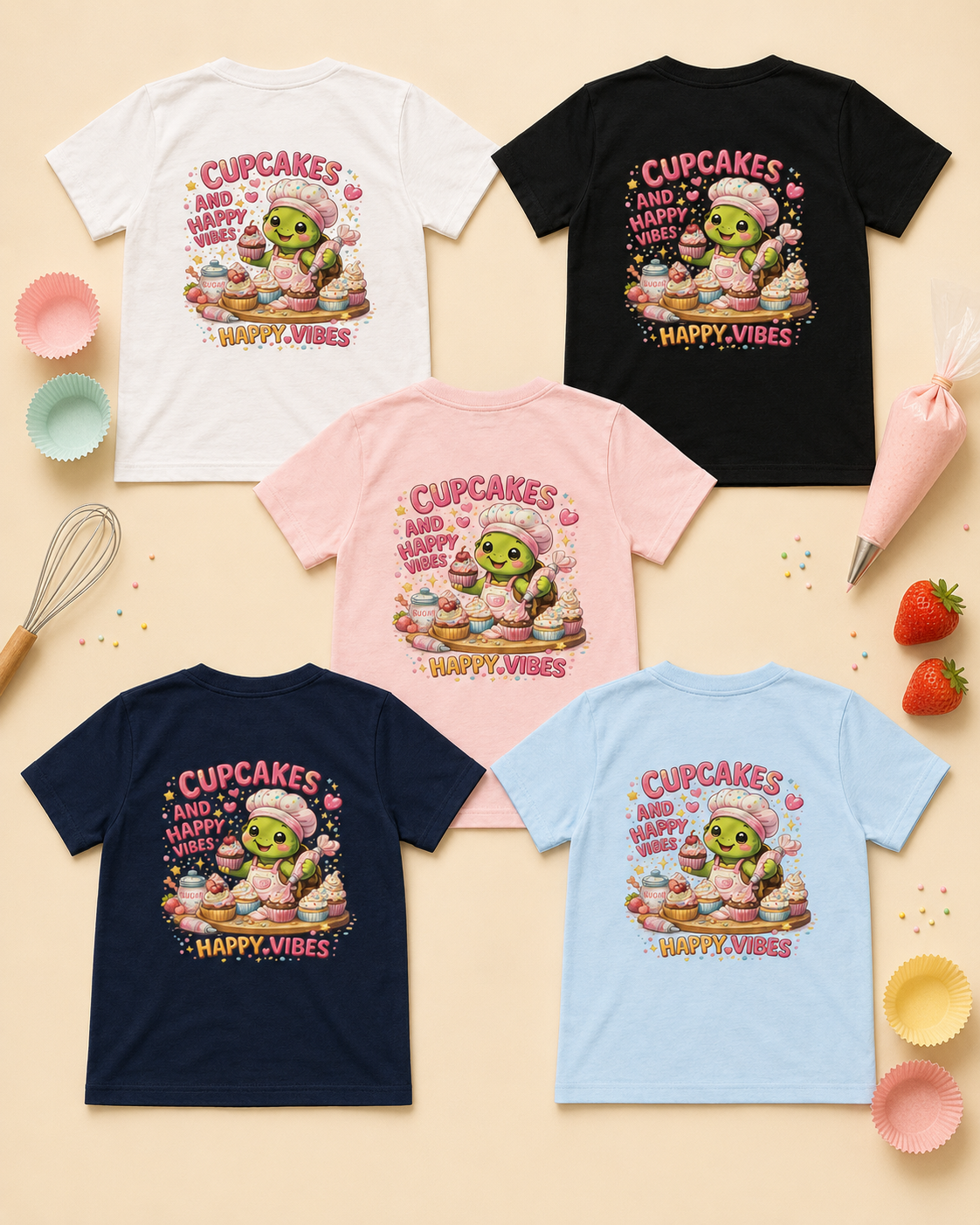Kinder T-Shirt mit Backprint | Cupcakes and Happy Vibes