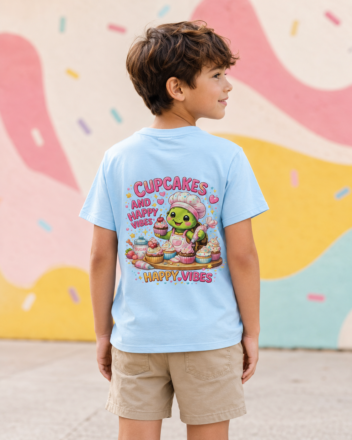 Kinder T-Shirt mit Backprint | Cupcakes and Happy Vibes