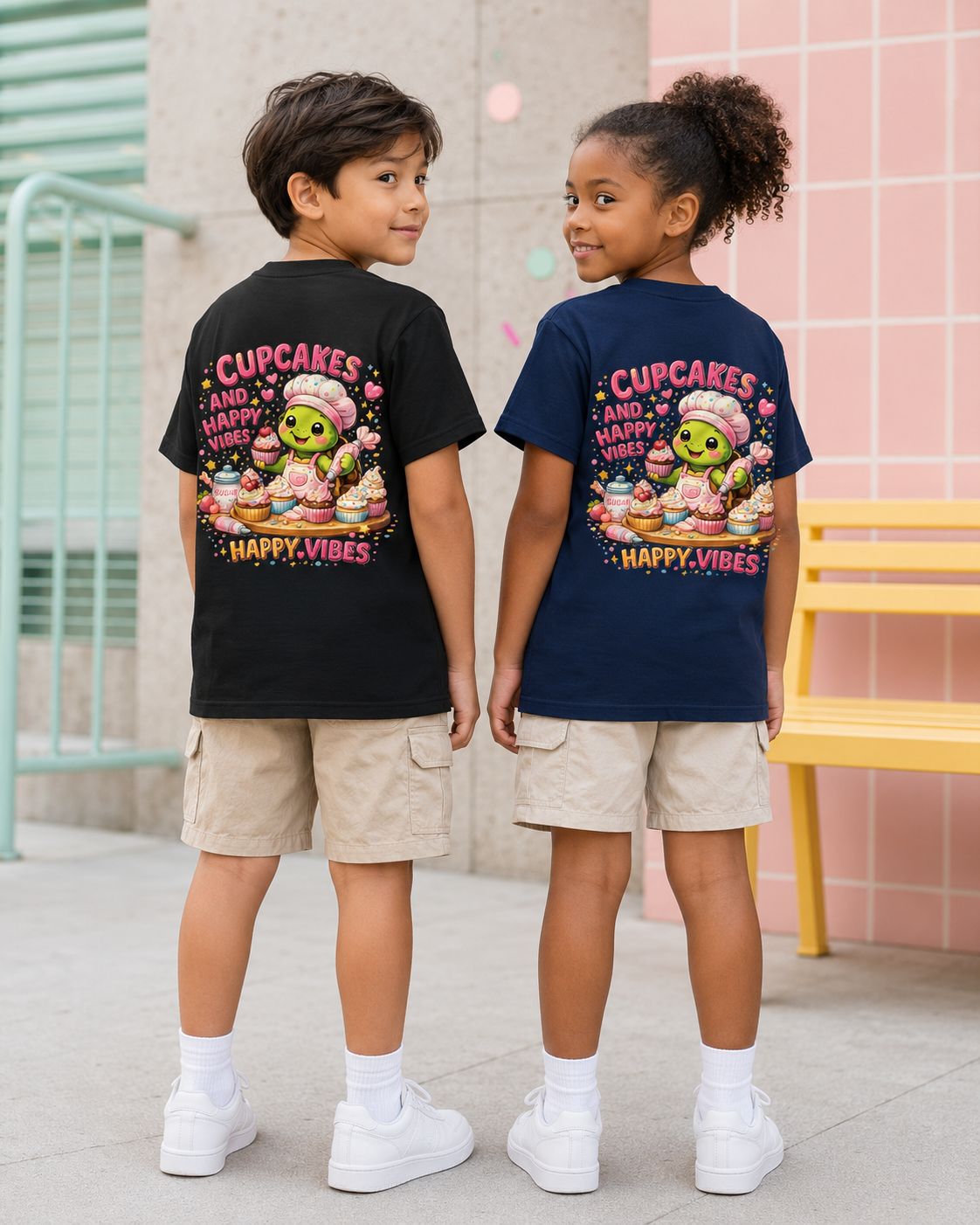 Kinder T-Shirt mit Backprint | Cupcakes and Happy Vibes