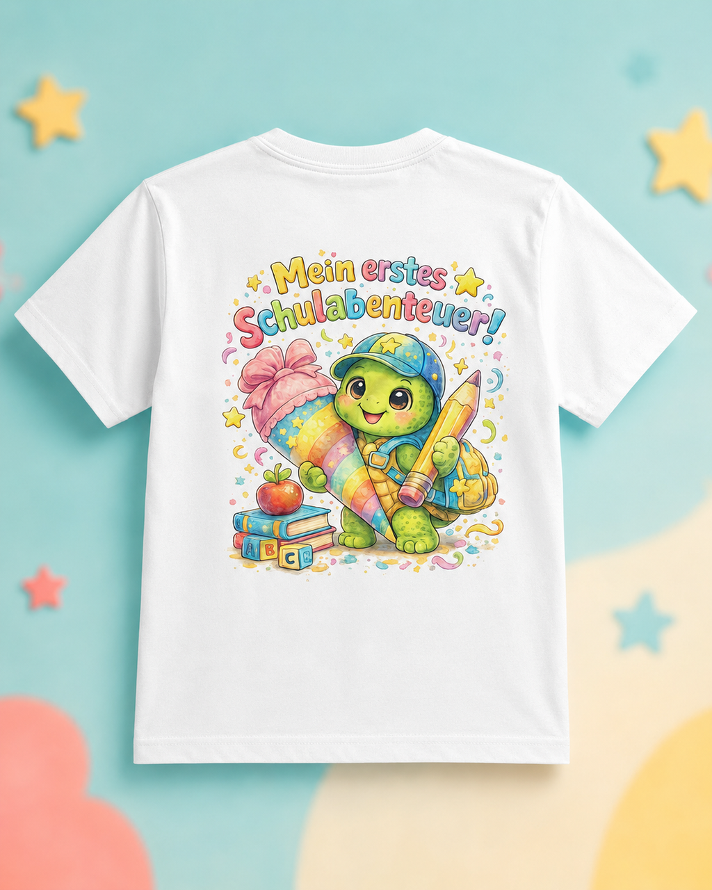 Mein erstes Schulabenteuer Kinder T-Shirt mit Backprint