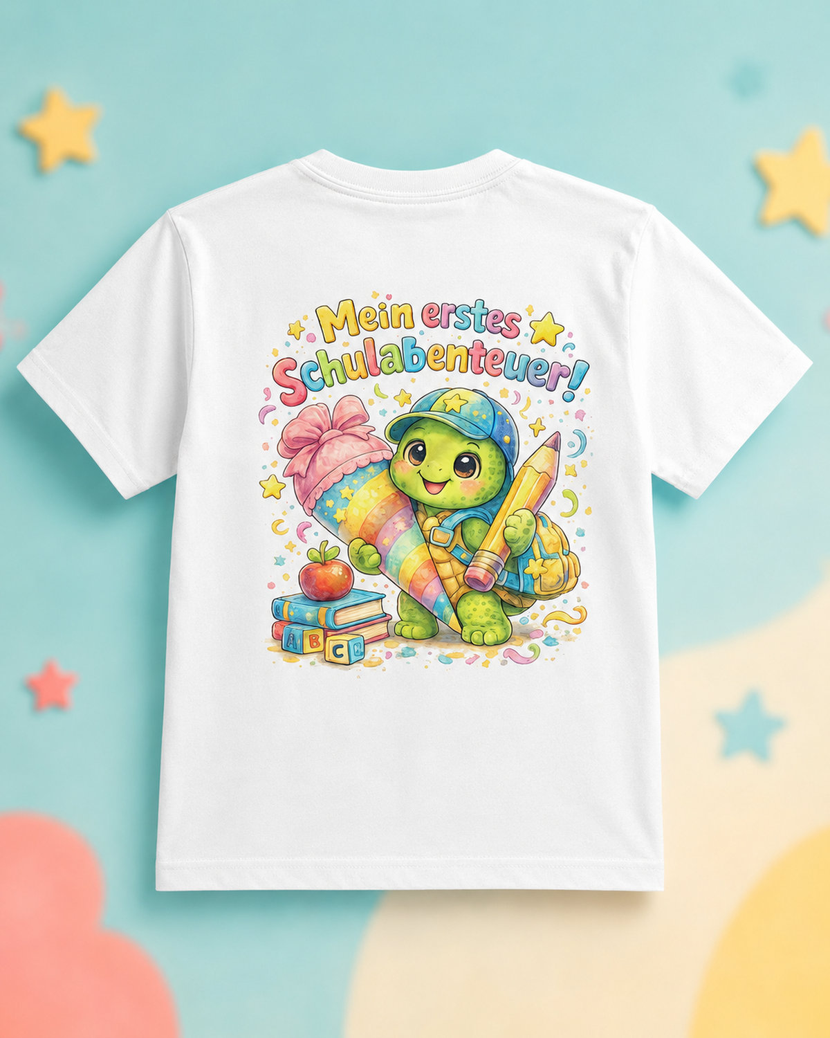 Mein erstes Schulabenteuer Kinder T-Shirt mit Backprint