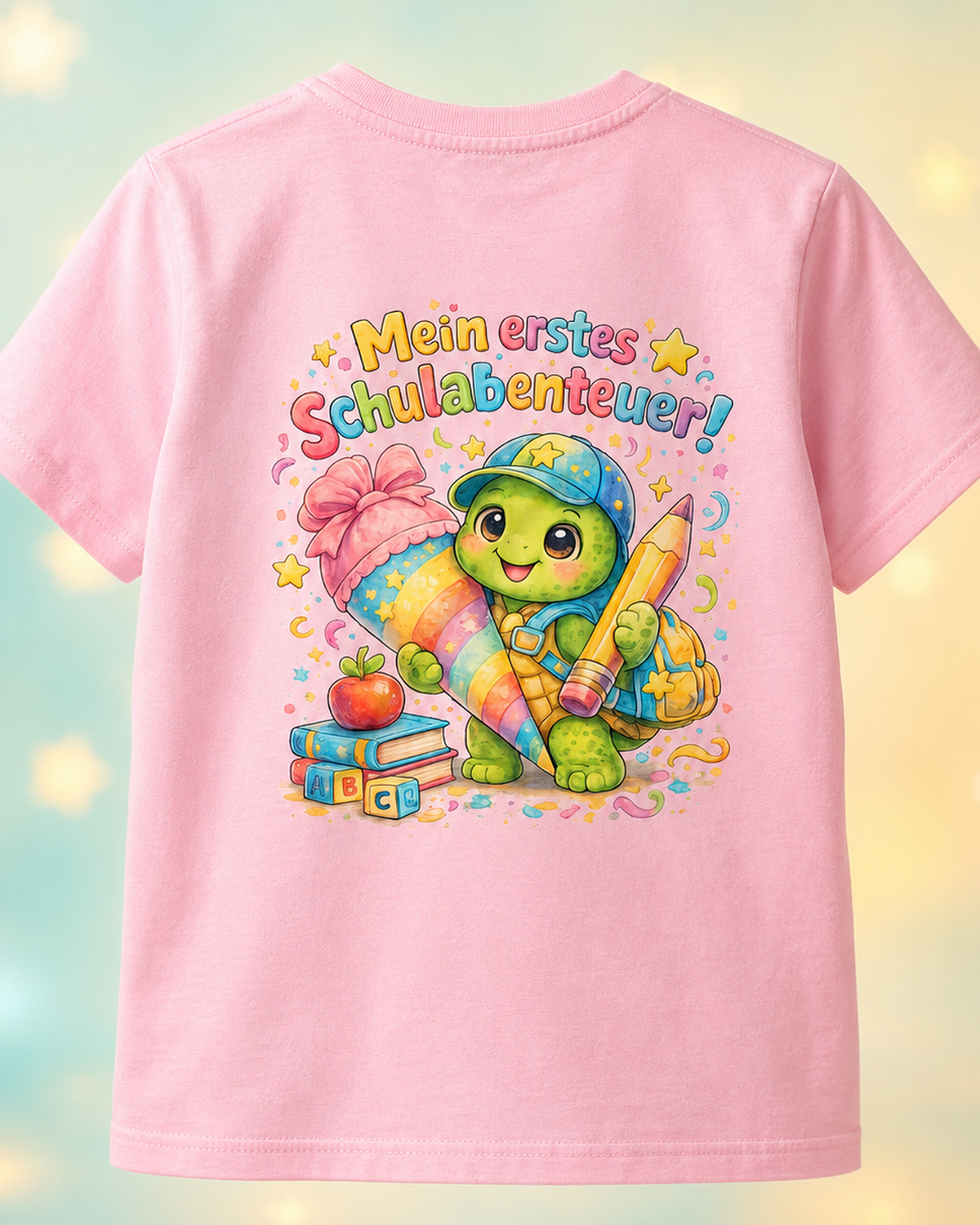 Mein erstes Schulabenteuer Kinder T-Shirt mit Backprint