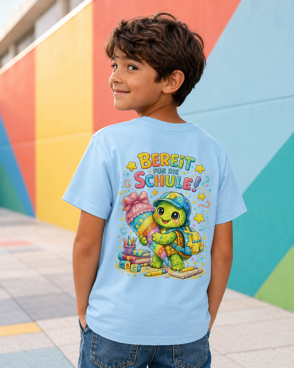 Bereit für die Schule Kinder T-Shirt mit Backprint