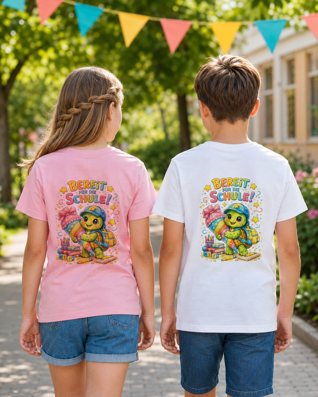 Bereit für die Schule Kinder T-Shirt mit Backprint