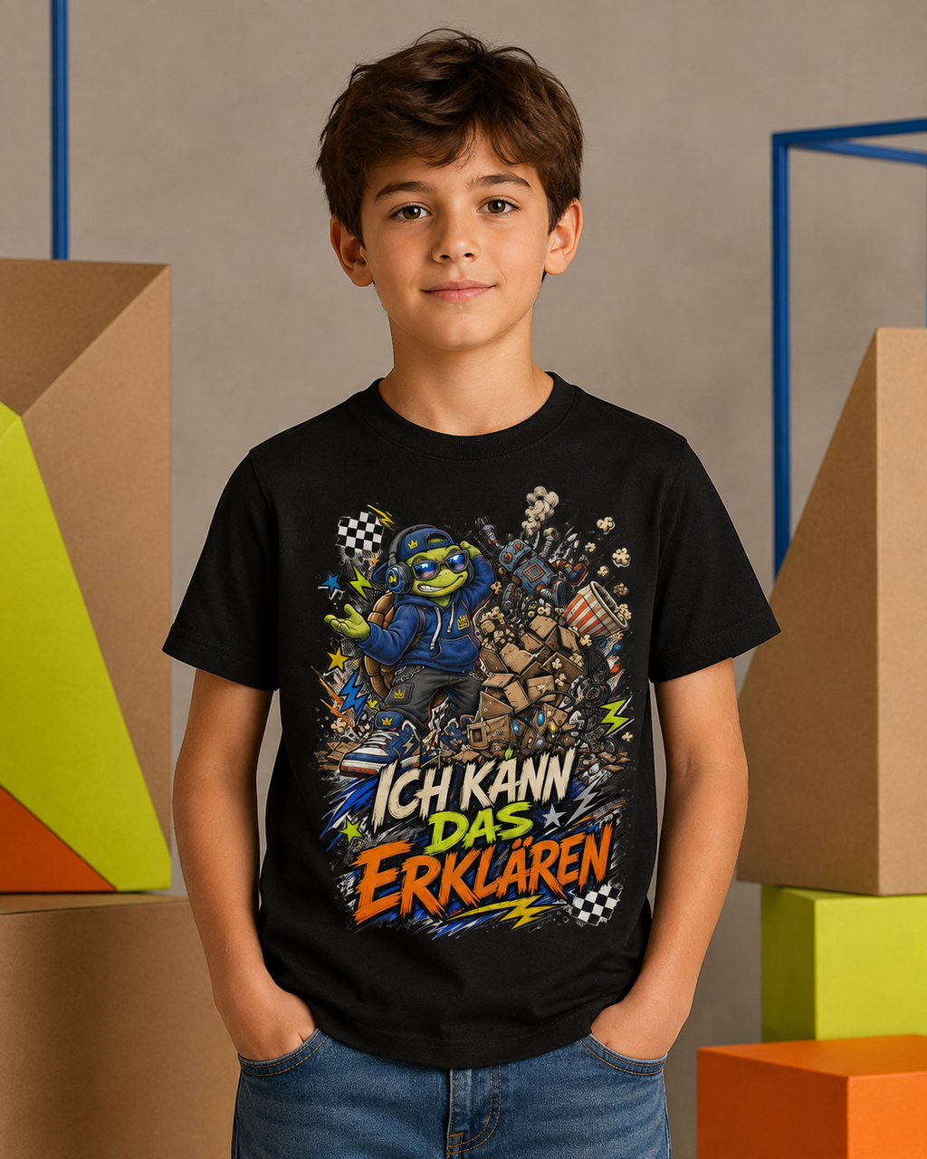 Ich kann das erklären Kinder-T-Shirt | Lustiges Chaos-Shirt mit Schildkröte