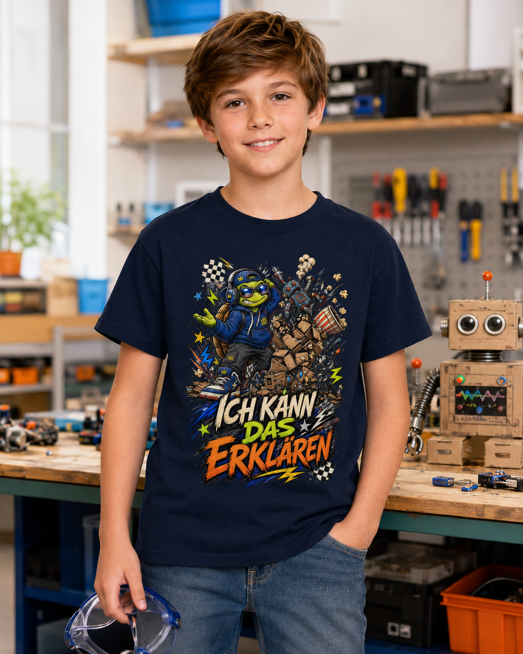 Ich kann das erklären Kinder-T-Shirt | Lustiges Chaos-Shirt mit Schildkröte