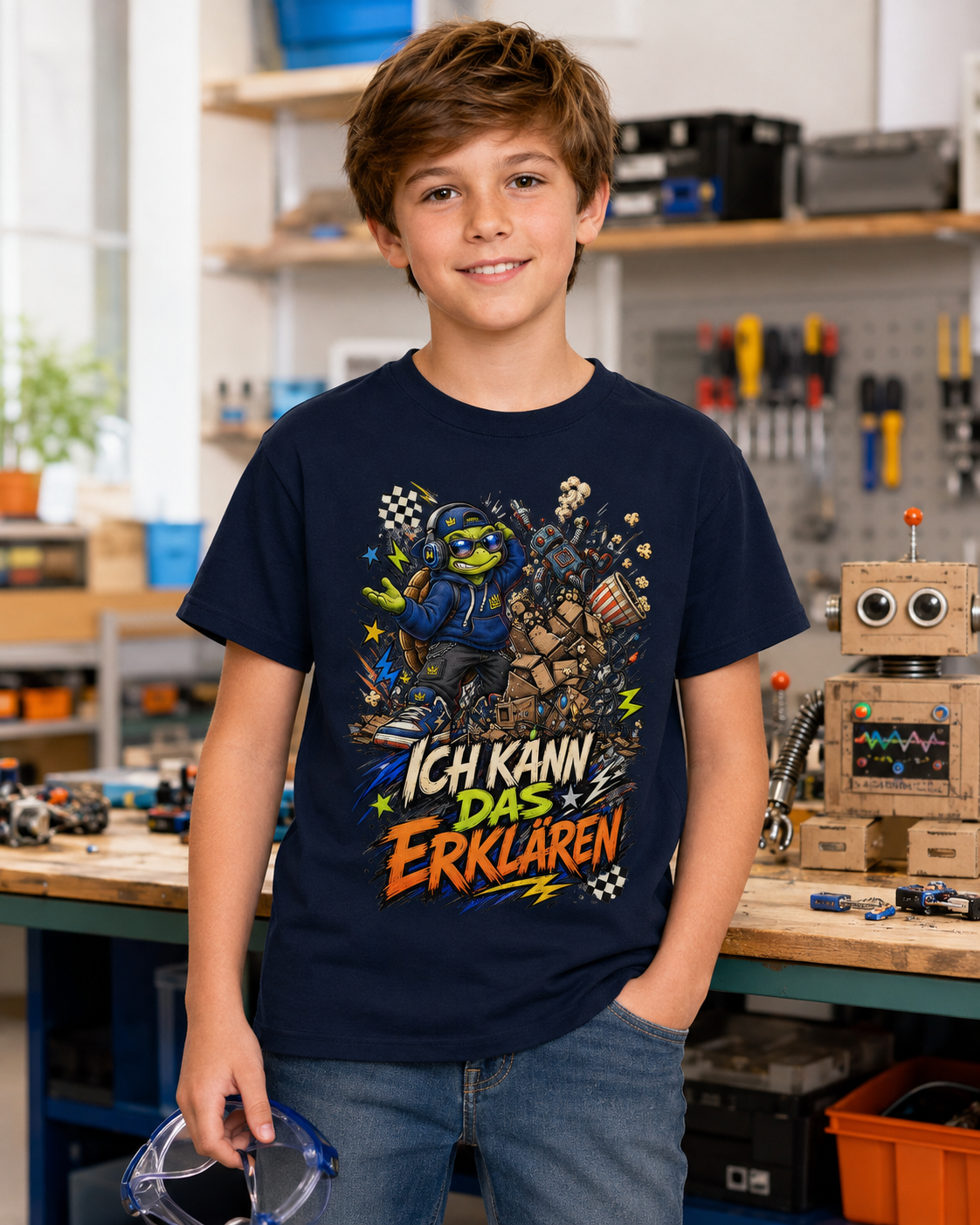 Ich kann das erklären Kinder-T-Shirt | Lustiges Chaos-Shirt mit Schildkröte