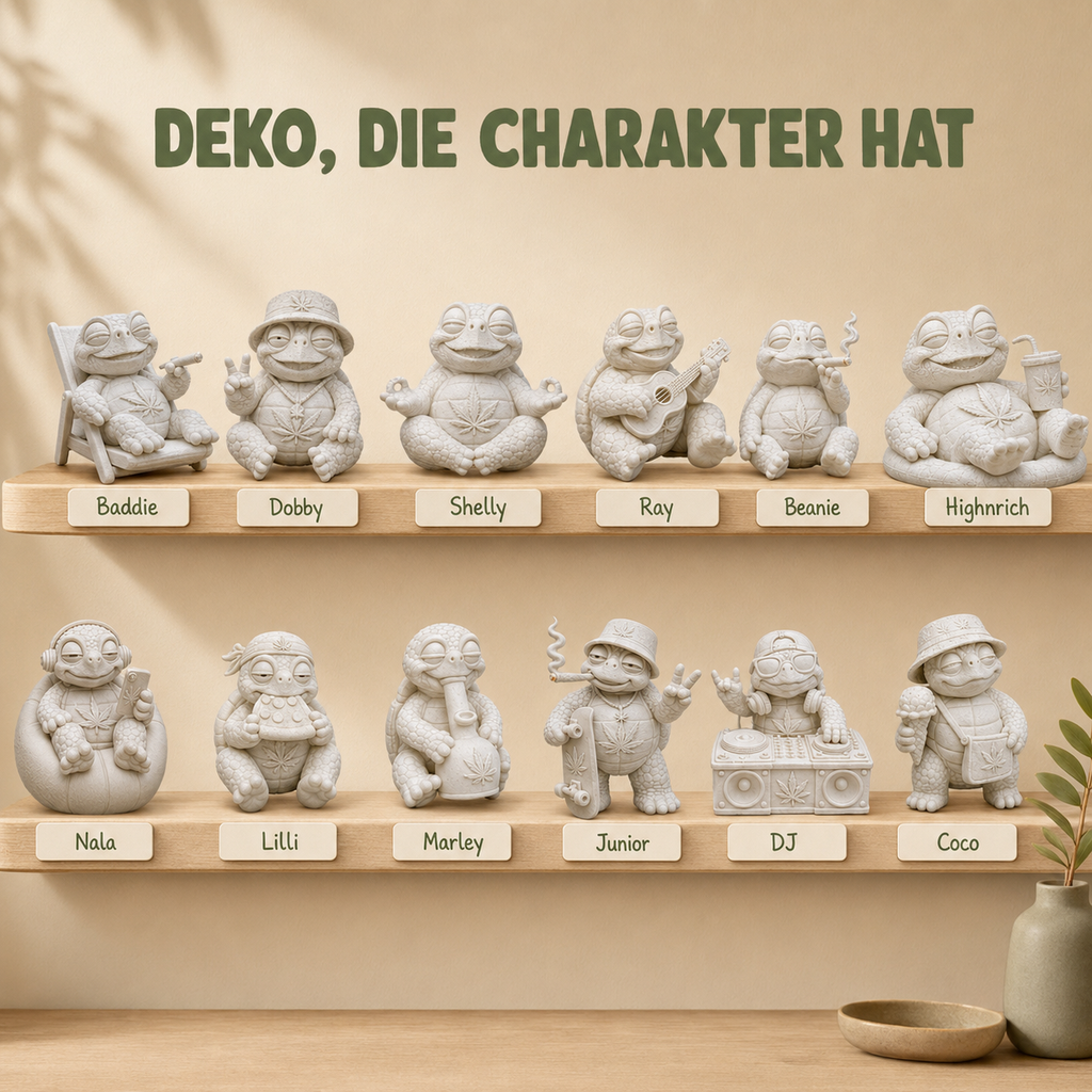 Shellax 2er-Set – kreative Beispielansicht für weiße Schildkrötenfiguren zum Bemalen.