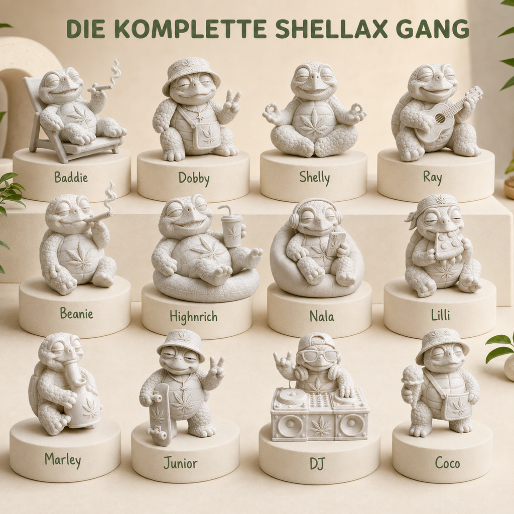 Shellax 2er-Set – Gruppenbild weißer Shellax 3D-Druck-Schildkröten.